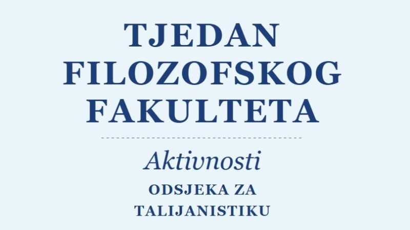 Aktivnosti Odsjeka za talijanstiku u...